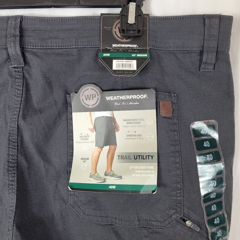 WP Weatherproof Grey Shadow Stretch Trail Utility Shorts Waist Size 40 - Picture 6 of 7
